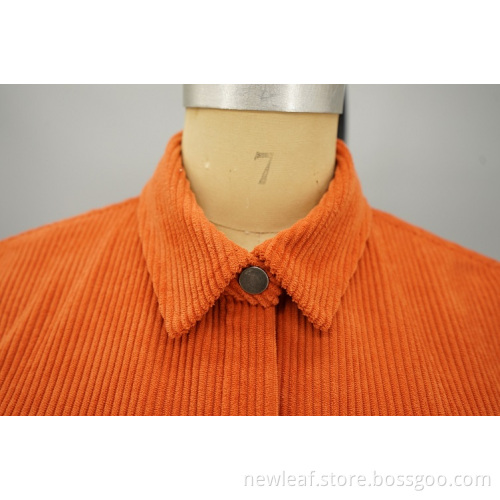 Simple elegant corduroy single-breasted shirt